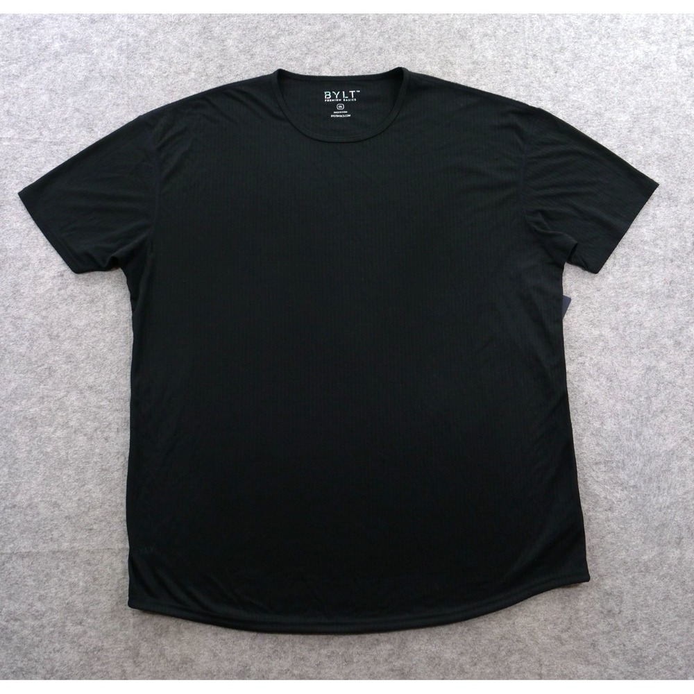 BYLT Premium Basics Shirt Mens 3XL Black Ribbed Short Sleeve Drop Cut New